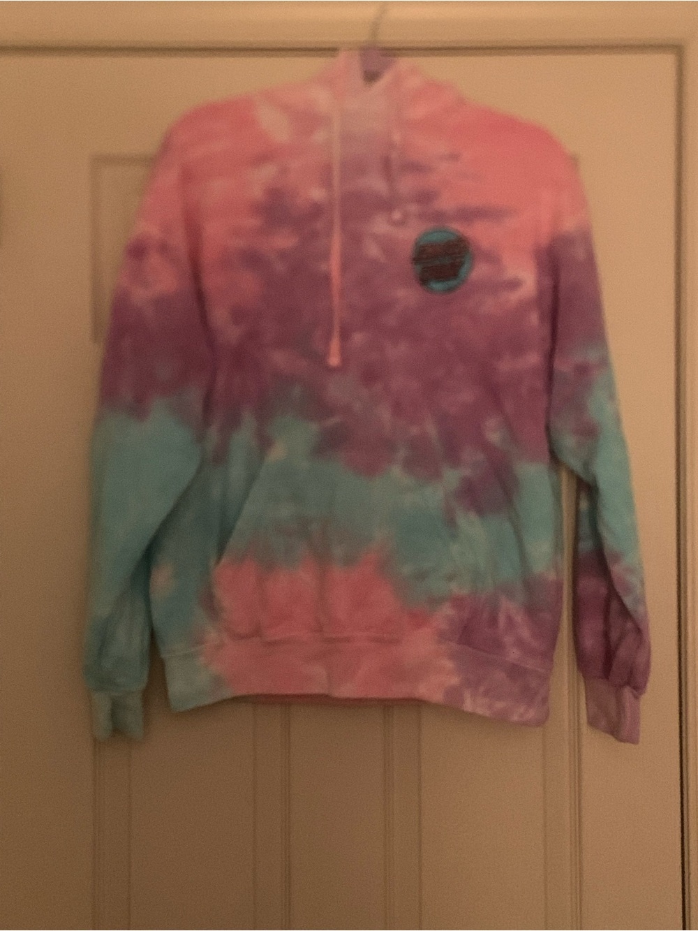 EUC Santa Cruz Skateboards Tie-Dye Zip-Up Hoodie - Pink, Purple & Blue Ladies M